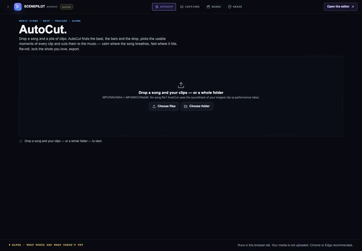 AutoCut live browser workspace