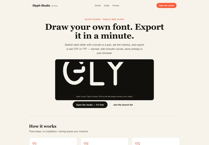Glyph Studio live browser workspace