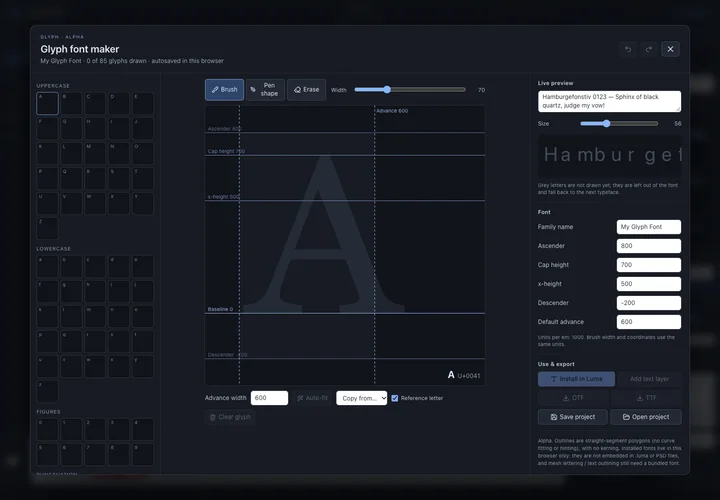 Luma Studio live browser workspace
