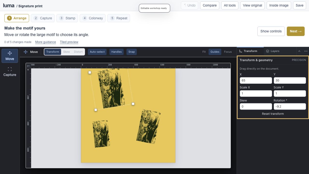 Actual Luma Studio workshop. Build a signature print
