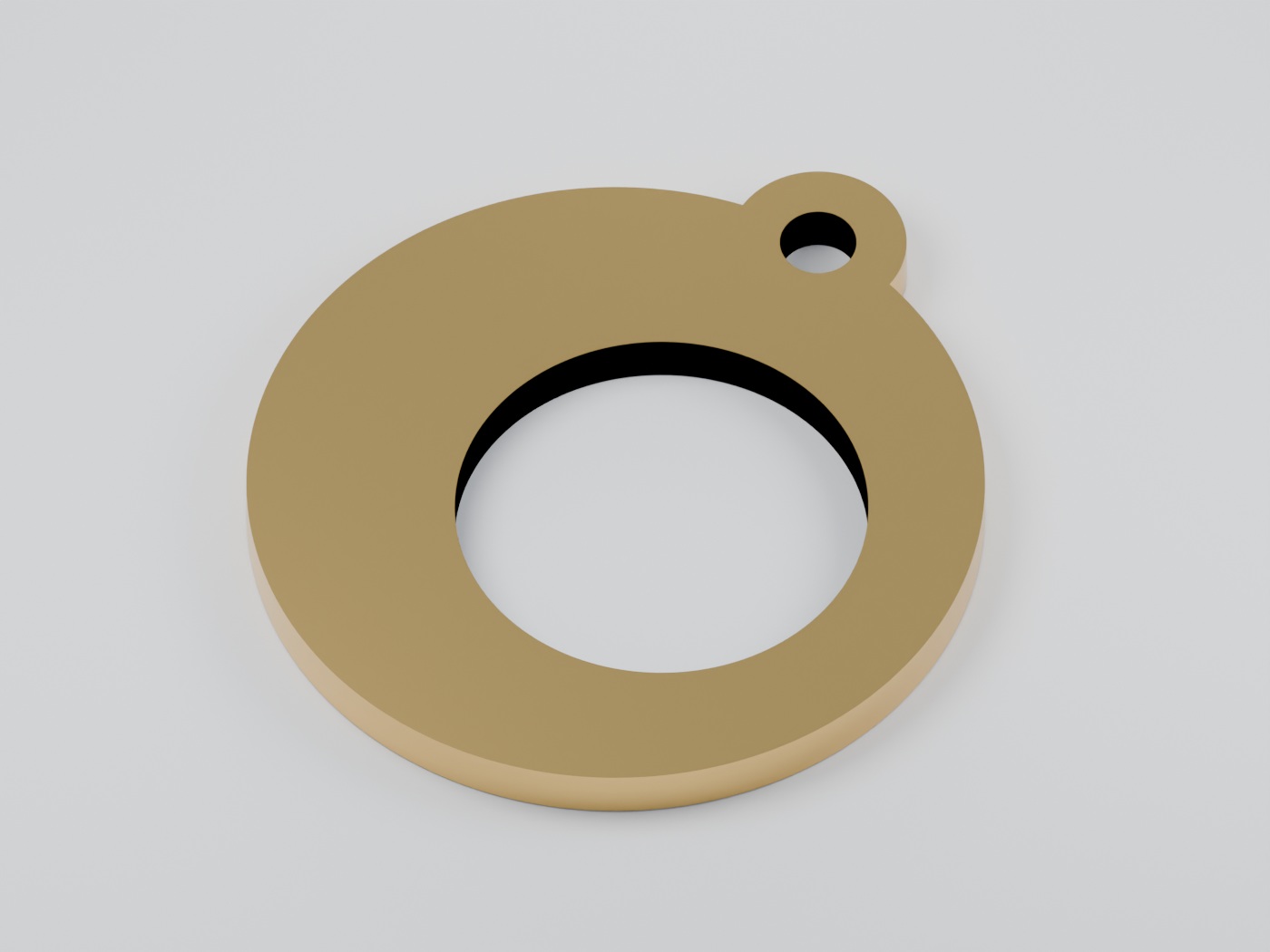Gold Orbit pendant rendered in Blender from exact Form geometry